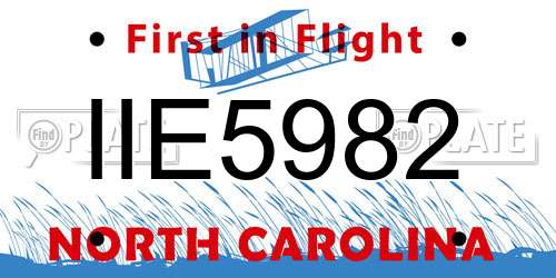 IIE5982 North Carolina License Plate