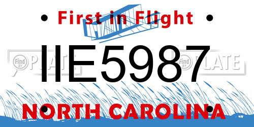 IIE5987 North Carolina License Plate