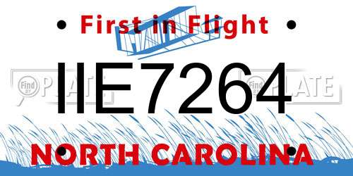 IIE7264 North Carolina License Plate