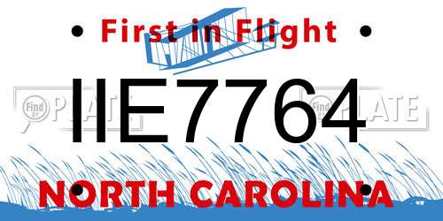 IIE7764 North Carolina License Plate