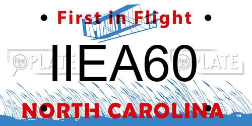 IIEA60 North Carolina License Plate