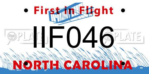 IIF046 North Carolina License Plate
