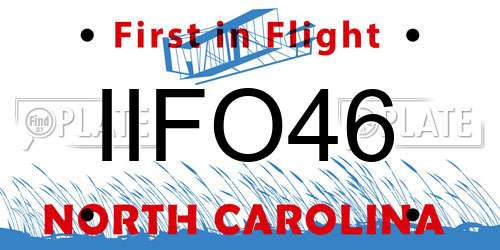IIFO46 North Carolina License Plate
