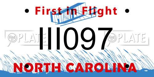 III097 North Carolina License Plate