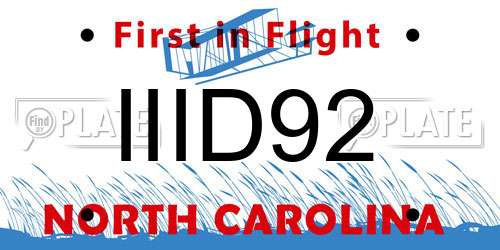 IIID92 North Carolina License Plate