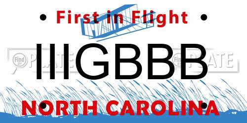 IIIGBBB North Carolina License Plate