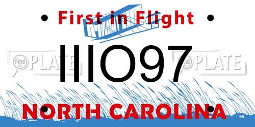 IIIO97 North Carolina License Plate