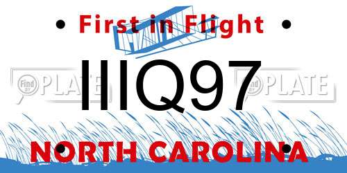 IIIQ97 North Carolina License Plate