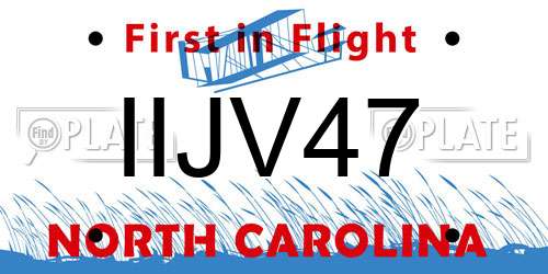 IIJV47 North Carolina License Plate