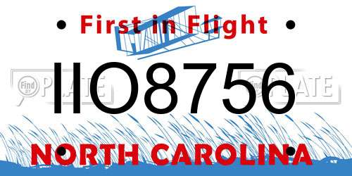 IIO8756 North Carolina License Plate