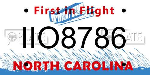 IIO8786 North Carolina License Plate