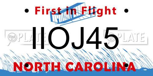 IIOJ45 North Carolina License Plate