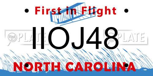 IIOJ48 North Carolina License Plate