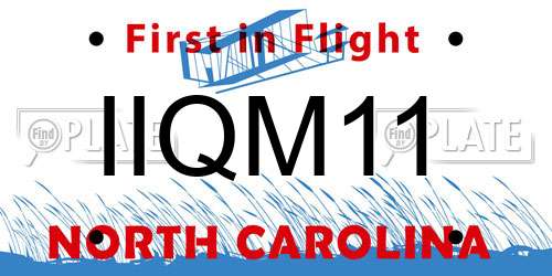IIQM11 North Carolina License Plate