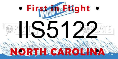 IIS5122 North Carolina License Plate