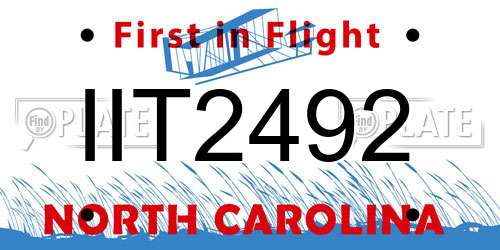 IIT2492 North Carolina License Plate