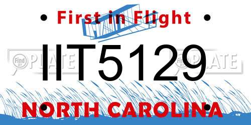 IIT5129 North Carolina License Plate