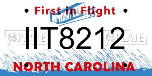 IIT8212 North Carolina License Plate