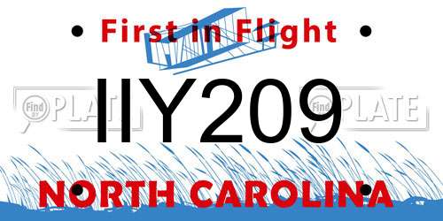 IIY209 North Carolina License Plate