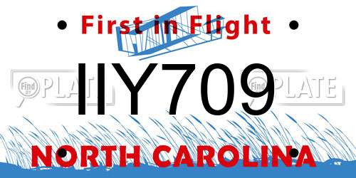 IIY709 North Carolina License Plate