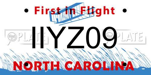 IIYZ09 North Carolina License Plate