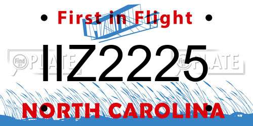 IIZ2225 North Carolina License Plate
