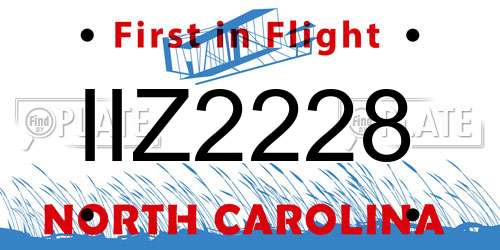 IIZ2228 North Carolina License Plate