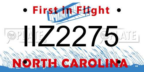 IIZ2275 North Carolina License Plate