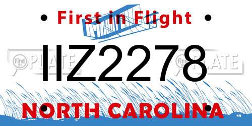 IIZ2278 North Carolina License Plate