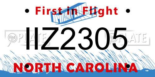 IIZ2305 North Carolina License Plate