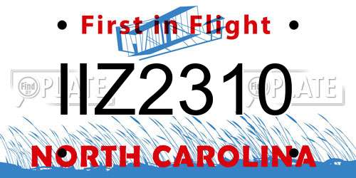 IIZ2310 North Carolina License Plate