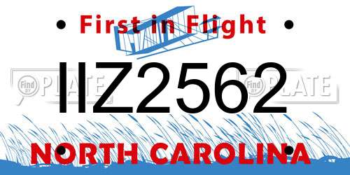 IIZ2562 North Carolina License Plate