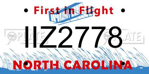 IIZ2778 North Carolina License Plate