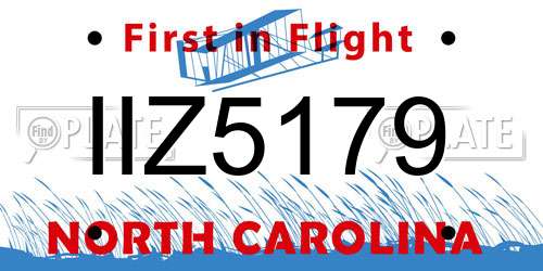 IIZ5179 North Carolina License Plate