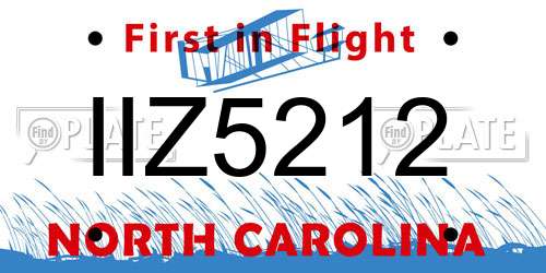 IIZ5212 North Carolina License Plate