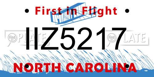 IIZ5217 North Carolina License Plate