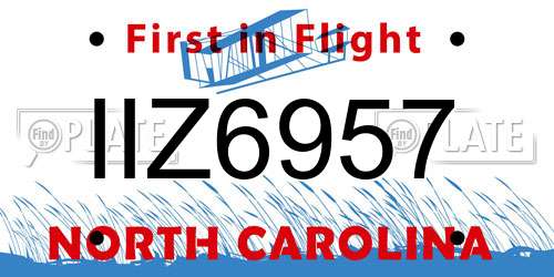 IIZ6957 North Carolina License Plate