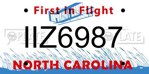IIZ6987 North Carolina License Plate
