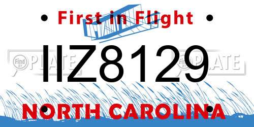 IIZ8129 North Carolina License Plate