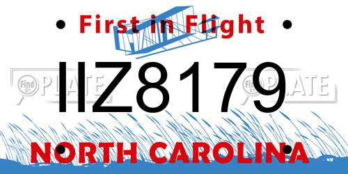 IIZ8179 North Carolina License Plate