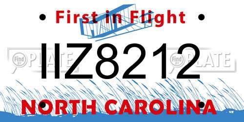 IIZ8212 North Carolina License Plate