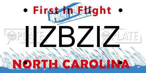 IIZBZIZ North Carolina License Plate