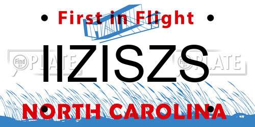 IIZISZS North Carolina License Plate