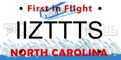 IIZTTTS North Carolina License Plate