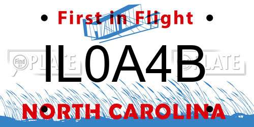IL0A4B North Carolina License Plate
