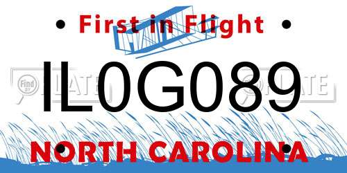 IL0G089 North Carolina License Plate
