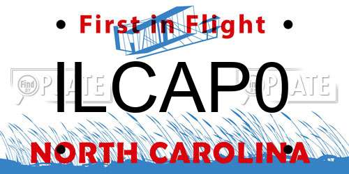 ILCAP0 North Carolina License Plate