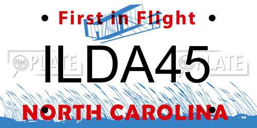 ILDA45 North Carolina License Plate