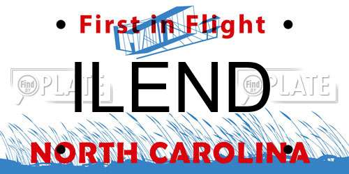 ILEND North Carolina License Plate