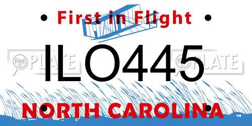 ILO445 North Carolina License Plate